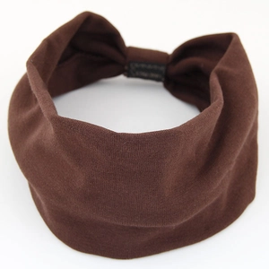 Deep brown wide elastic cotton yoga headband for sports and daily fashion wear