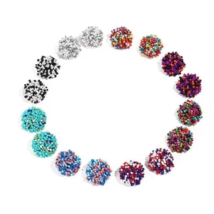 Bohemian Woven Seed Bead Stud Earrings For Women Handmade Alloy Ball Shape Cluster Ethnic Jewelry Novelty Colorful