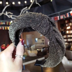 Cerchietto Largo Nodo Lurex Tessuto Scintillante Elegante Vintage Fascia Per Capelli Antiscivolo Per Donne Ragazze