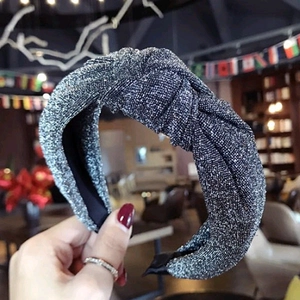 Cerchietto con paillettes argento e nodo con fodera antiscivolo per capelli da donna