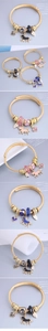 Détails de bracelets en fil spirale tendance avec breloques cheval et cœur en trois couleurs