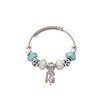Bohemian dreamcatcher charm bracelet with light blue beads and silver feather pendant