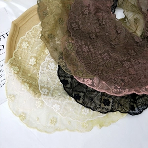 Lace embroidered triangle scarf set featuring five colors and delicate floral details