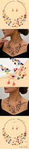 Dimensions détaillées de la parure de bijoux bohème multicouche avec cristaux et coquillages