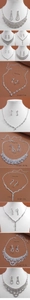 Detaillierte Größentabelle für silberne Brautschmuck-Sets mit Halsketten und Ohrringen