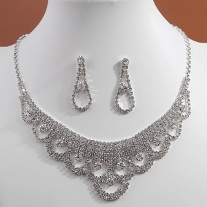 Strass Halskette Und Ohrringe Schmuck Legierung Funkelnd Braut Hochzeit Bankett Party Elegant Für Damen
