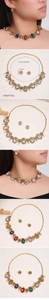 Detailed view showing vintage necklace dimensions of 51cm and matching gemstone earrings