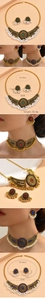 Dimensions détaillées du collier aile d'ange vintage et de l'ensemble boucles d'oreilles