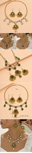 Detailed size and weight specs for green crystal bohemian tassel jewelry set