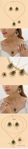 Detailed size specifications for bohemian green stone jewelry set with pearl tassels