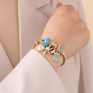 Bettelarmband Edelstahl Legierung Mit Muschel Herz Engel Anhängern Verstellbarer Armreif Für Damen Boho Schmuck