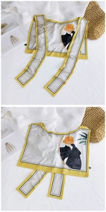 Detail of ice silk sun protection shawl with cartoon character print and tying straps