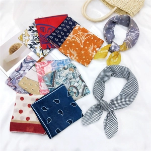 Vintage Printed Square Scarf Cotton Polyester Blend Bandana Paisley Floral Geometric Neckerchief Fashion Accessories Women Men