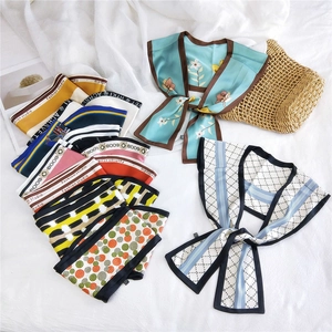 Assorted double-layer silk scarves with floral and geometric patterns for summer styling