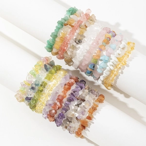 Natural Crystal Agate Gravel Elastic Bracelet Handmade Irregular Stone Beads Hand String For Women Men Daily Jewelry Gift