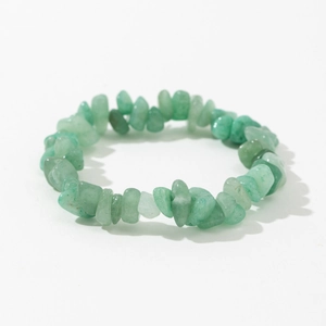 Handmade elastic bracelet with natural irregular green aventurine crystal stone chips