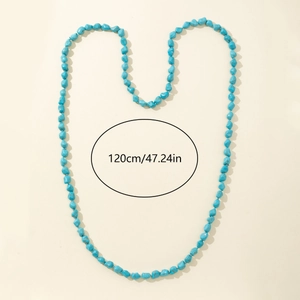 Handmade bohemian turquoise bead necklace 120cm long with irregular stones