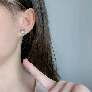 Elegant whale studs with silver metal edge and iridescent starry sky inlay for women