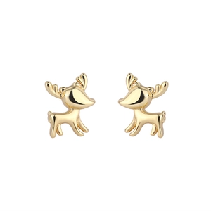 Charmantes boucles d'oreilles renne en argent 925 doré avec une finition miroir polie