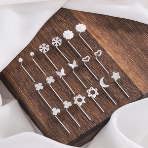 Minimalist Copper Stud Earrings Butterfly Clover Star Moon For Women With Silver Earring Post
