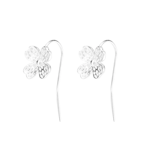 925 silver cherry blossom drop earrings featuring intricate hollow mesh flower petals