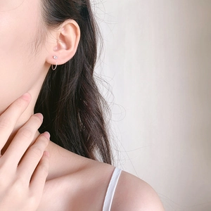 Minimalist S925 sterling silver hoop earrings with small round zircon for women