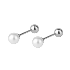 Minimalist S925 silver pearl stud earrings with screw back butterfly clasp design