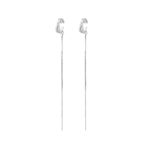 Elegant s925 silver tassel ear wire clips with cubic zirconia and minimalist box chains