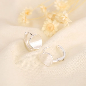 Brushed Circular Disc Hoop Earrings Copper With 925 Sterling Silver Earring Post Geometric Minimalist Jewelry For Women