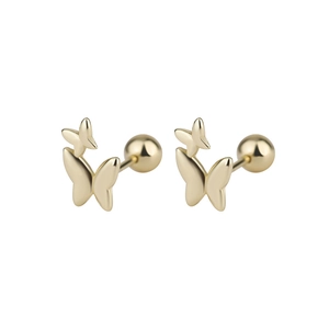 Boucles d'oreilles papillon dorées avec fermoir à vis pour femmes élégantes