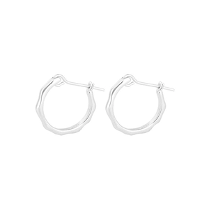 Minimalist S925 sterling silver hoop earrings with irregular liquid wave design