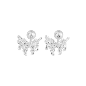 Elegant s925 silver butterfly conch stud earrings with screw back ball for women