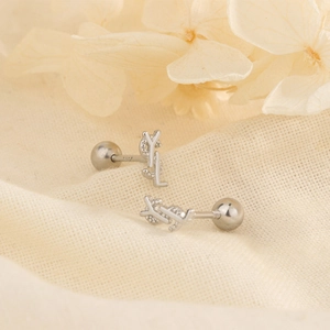 Orecchini A Bottone Lettere Rame Con Perno In Argento Sterling 925 Chiusura A Vite Helix Piercing Gioielli Donne