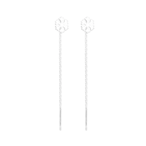 Minimalist S925 sterling silver snowflake drop earrings with long chain tassels