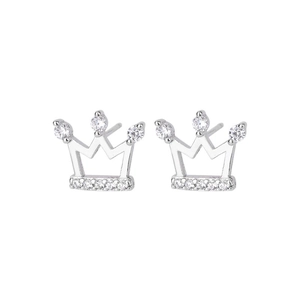 Élégantes boucles d'oreilles couronne en argent 925 avec zircons cubiques étincelants