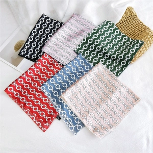 Elegant silk-satin square scarves with classic chain patterns in six assorted colors