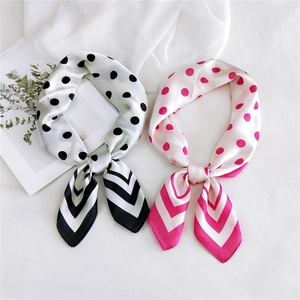 Women Satin Square Scarf Satin-Like Neck Head Wrap Geometric Polka Dot Floral Horse Print Elegant Fashion Neckerchief