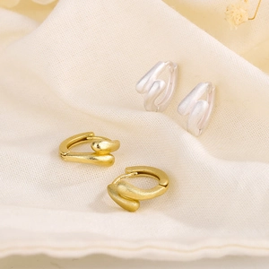 Orecchini A Cerchio In Rame Opaco Con Perno In Argento Sterling 925 Minimalista Geometrico Torsione Gioielli Per Donna