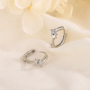 Starburst Hoop Earrings Copper With Zircon Star Huggie Earrings For Women Chic Fashion Jewelry Silver Earring Post