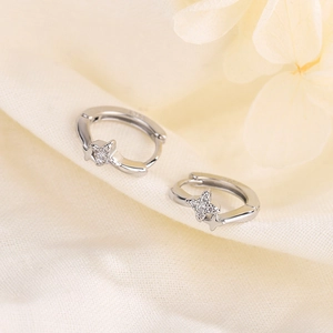 Elegant S925 sterling silver star-shaped hoop earrings with sparkling zircon stones