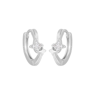 Elegant S925 sterling silver star hoop earrings with sparkling cubic zirconia stones
