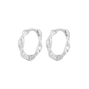 Elegant S925 silver twisted hoop earrings with sparkling micro-pave cubic zirconia accents