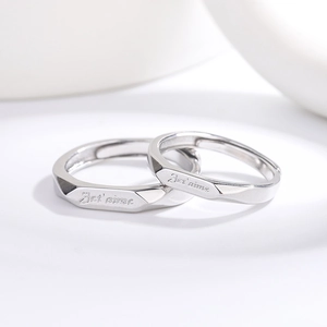 Copper Rings For Men Women Engraved Je T'aime Geometric Cut Adjustable Open Fashion Jewelry Valentine Gift Anniversary