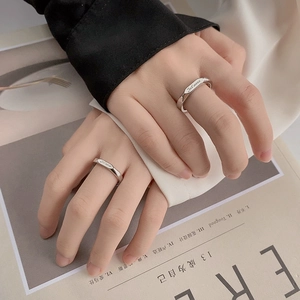 Minimalist s925 silver couple rings with twisted design and Let's dance engraving