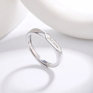 Minimalist S925 sterling silver couple ring engraved with Je t'aime romantic message