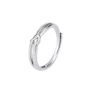 Minimalist S925 sterling silver knotted open ring with matte and polished texture finish