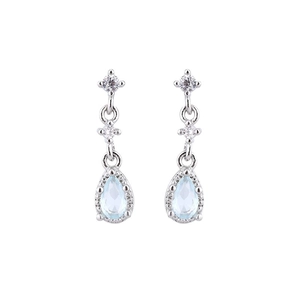 Elegant s925 light blue teardrop earrings with silver plating and cubic zirconia