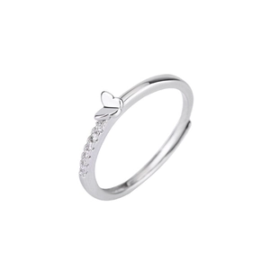Elegant s925 silver butterfly adjustable open ring with sparkling pavé cubic zirconia