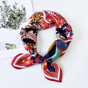 Mulberry Satin Square Scarf Abstract Floral Print Professional Neck Headband Elegant Fashion Accessories For Women