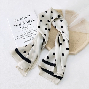 Elegant Satin Square Scarf Polka Dot Print Retro French Style Satiny Head Neck Hair Wrap For Women